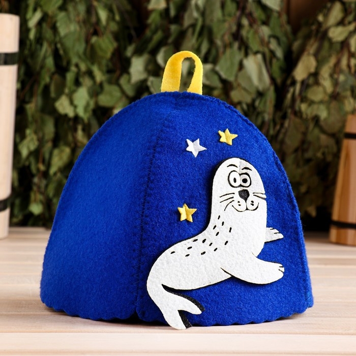 Шапка для бани с аппликацией Шапка для бани с аппликацией "Игривый Тюлень"