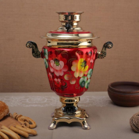 Самовар &laquo;Жостово на красном&raquo;, рюмка, 3 л, электрический