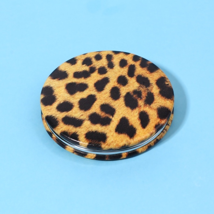 Зеркало складное &laquo;ANIMAL&raquo;, d = 7 см, с увеличением, искусственная кожа, цвет &laquo;леопард&raquo;