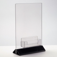 Карман для информации А5 (15&times;6&times;23) с визитницей (9,5&times;3&times;3) оргстекло 2мм, цвет прозрачный