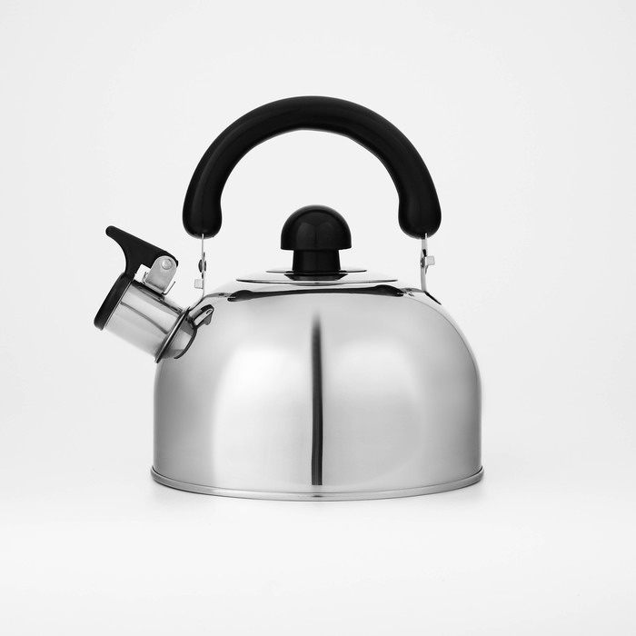 Чайник со свистком из нержавеющей стали Доляна «Чёрная ночь», 2 л, индукция, цвет хромированный Чайник со свистком из нержавеющей стали Доляна «Чёрная ночь», 2 л, индукция, цвет хромированный