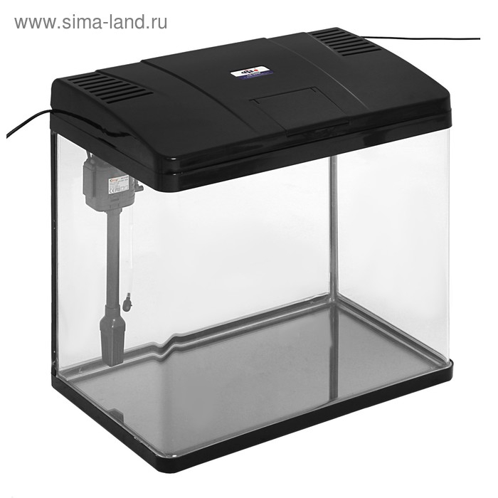 Аквариум SeaStar LS-500F в комплекте: LED-лампа двухцветная, фильтр, 56 л, черный