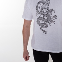 Футболка мужская &laquo;Дракон&raquo;, цвет белый/принт чёрный, размер 56
