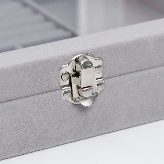 Шкатулка бархат для украшений многофункциональная Шкатулка бархат для украшений многофункциональная "Серый туман" 5х20х28 см