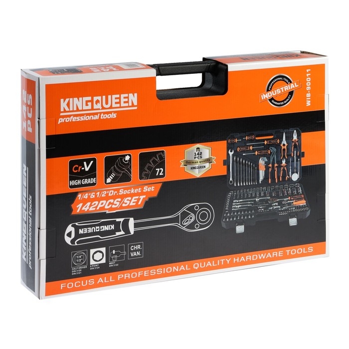 Набор инструментов универсальный KINGQUEEN WIB-90011, 72 зуба, 1/2 1/4", 142 предмета