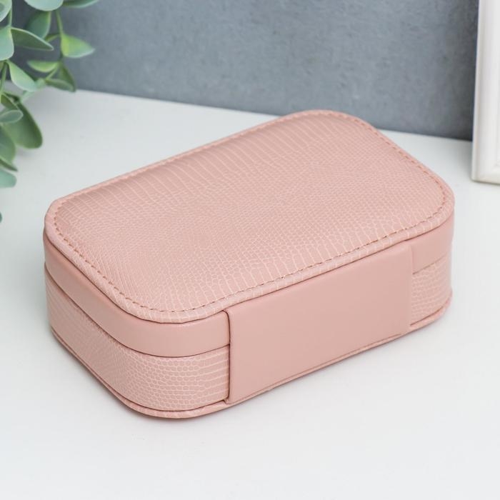 Шкатулка кожзам для украшений Шкатулка кожзам для украшений "Рептилия розовая" миниатюра комбинированная 4,5х10х15 см