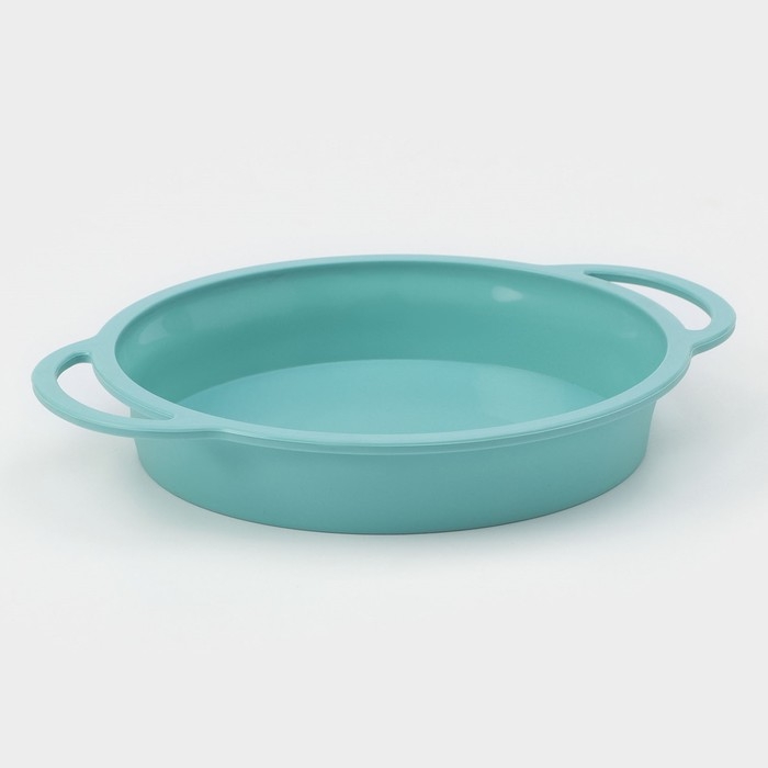 Форма для выпечки «Круг с ручками», силикон, 30,5×25×4,7 см (внутренний диаметр 24,7 см), цвет бирюзовый Форма для выпечки «Круг с ручками», силикон, 30,5×25×4,7 см (внутренний диаметр 24,7 см), цвет бирюзовый