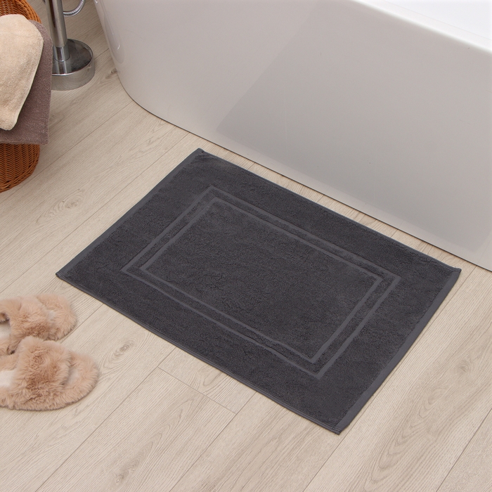 Коврик махровый Этель Classic, цв. тёмно-серый, 50х70 см, 100% хлопок, 730 г/м2 Коврик махровый Этель Classic, цв. тёмно-серый, 50х70 см, 100% хлопок, 730 г/м2