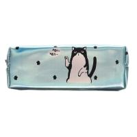 Пенал школьный, на молнии голографический "Кот Голубой"