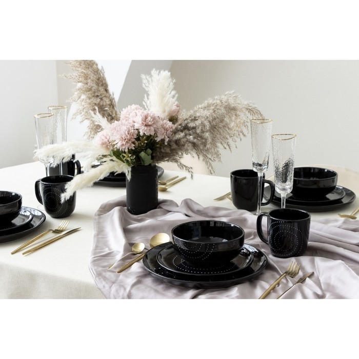 Тарелка керамическая «Орнамент», 21 см, цвет чёрный Тарелка керамическая «Орнамент», 21 см, цвет чёрный