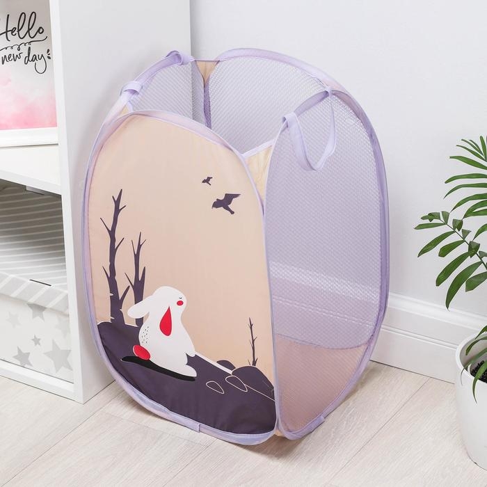 Корзина для игрушек Доляна «Зайка», складная, 32×32×52 см, цвет сиреневый Корзина для игрушек Доляна «Зайка», складная, 32×32×52 см, цвет сиреневый