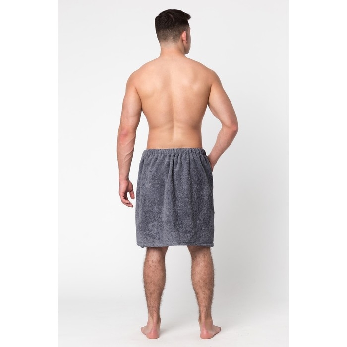 Полотенце банное Экономь и Я Полотенце банное Экономь и Я "Килт с карманом" 50х150 см, цвет серый, 100% хлопок, 320 г/м2