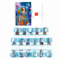 Алмазная мозаика для детей со светящимися стразами &laquo;Щенок в космосе&raquo;, 10 х 15 см, набор для творчества