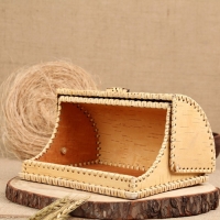 Хлебница "Лесные птицы", 24,5 х 20 х 14,5 см, береста