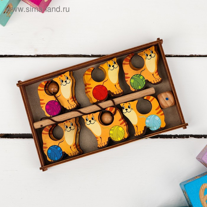 Игра &laquo;Поймай-ка. Котики&raquo; удочка с шариком