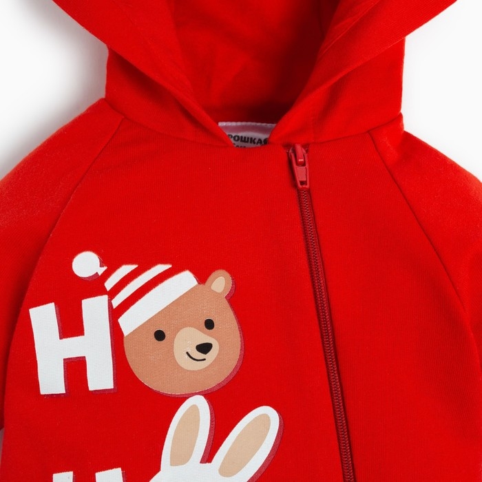 Комбинезон с капюшоном Крошка Я &laquo;Новогодние зверята&raquo;, рост 62-68 см, цвет красный