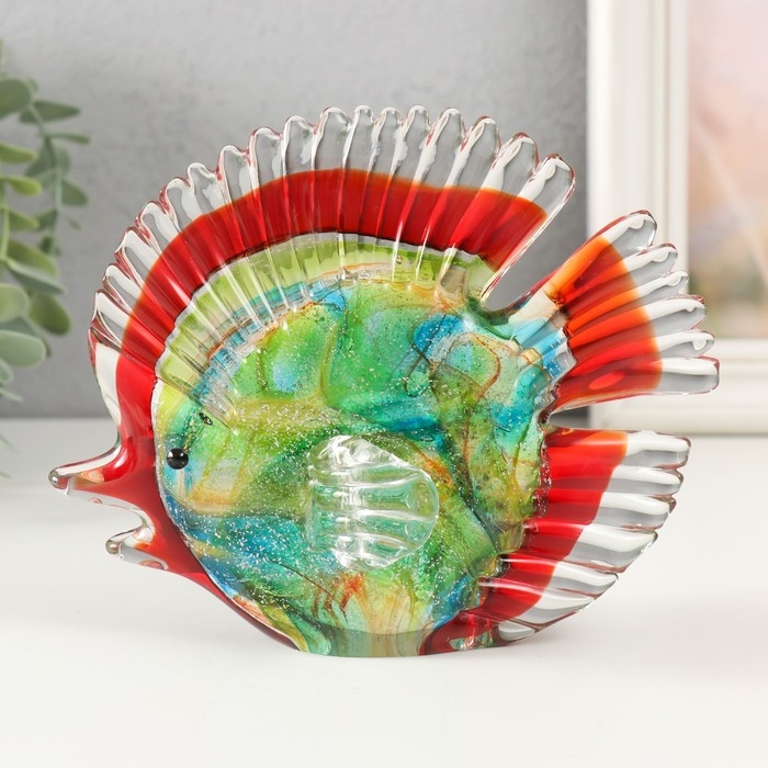 Сувенир стекло "Рыба с меланжем внутри" под муранское стекло 14х12х6 см МИКС