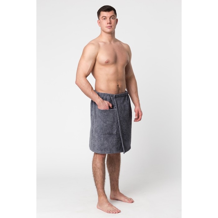 Полотенце банное Экономь и Я Полотенце банное Экономь и Я "Килт с карманом" 50х150 см, цвет серый, 100% хлопок, 320 г/м2