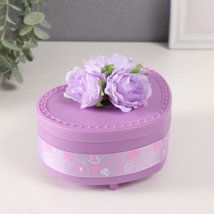 Шкатулка музыкальная механическая Шкатулка музыкальная механическая "Нежные розы" фиолетовая 12х13,5х10,5 см