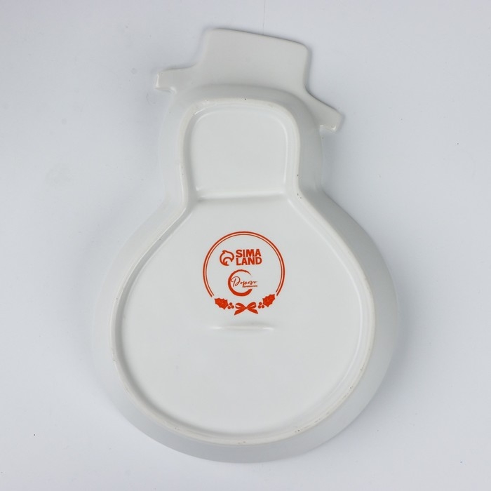 Новый год! Менажница новогодняя керамическая &laquo;Снеговик!&raquo;, 14 х 20 х 3 см, цвет белый