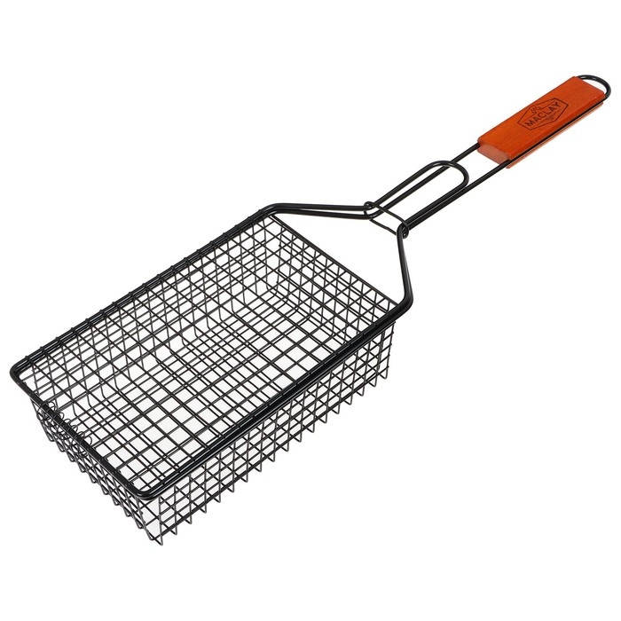 Корзина для барбекю maclay, 23 x 14 см, хромированная сталь, для мангала Корзина для барбекю maclay, 23 x 14 см, хромированная сталь, для мангала