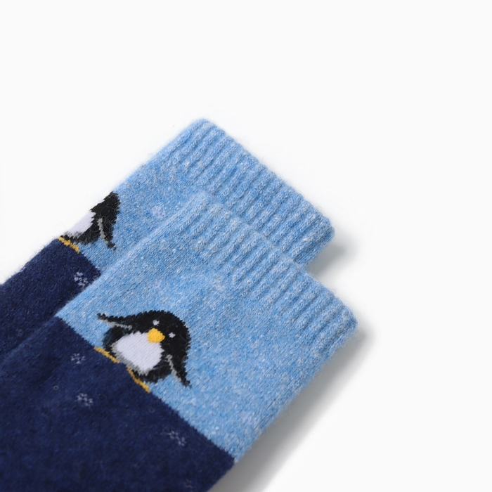 Носки мужские из монгольской шерсти "Пингвин", цвет синий, р-р 40-42