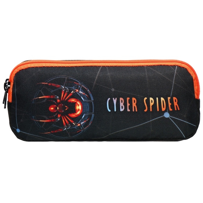 Пенал мягкий, 2 отделения, объёмный, 90 х 220 х 40 мм, Stavia "Паук" чёрный 86234