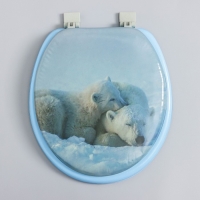 Сиденье для унитаза с крышкой,Росспласт, 43&times;37 см, мягкое, голубое, МИКС