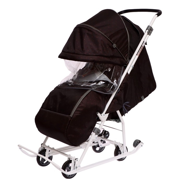 Санки-коляска &laquo;Наши детки 3-1К&raquo;, принт: в горошек шоколадный