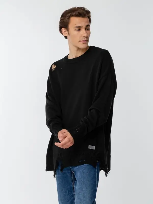 Джемпер оверсайз унисекс Grunge, черный, размер S/M Джемпер оверсайз унисекс Grunge, черный, размер S/M