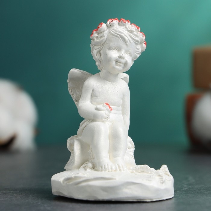 Фигура "Ангелочек на полянке" перламутр, 8х7х5см