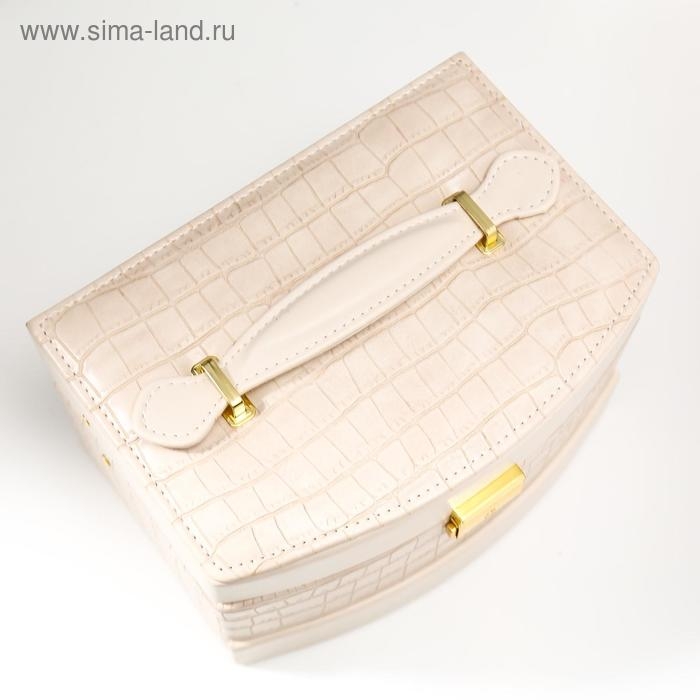 Шкатулка кожзам для украшений Шкатулка кожзам для украшений "Сливки. Глянец и питон" 13х21,5х15 см