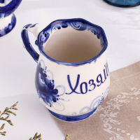 Кружка "Утро Хозяйка", 0,3 л, 11х12 см, гжель, фарфор Кружка "Утро Хозяйка", 0,3 л, 11х12 см, гжель, фарфор