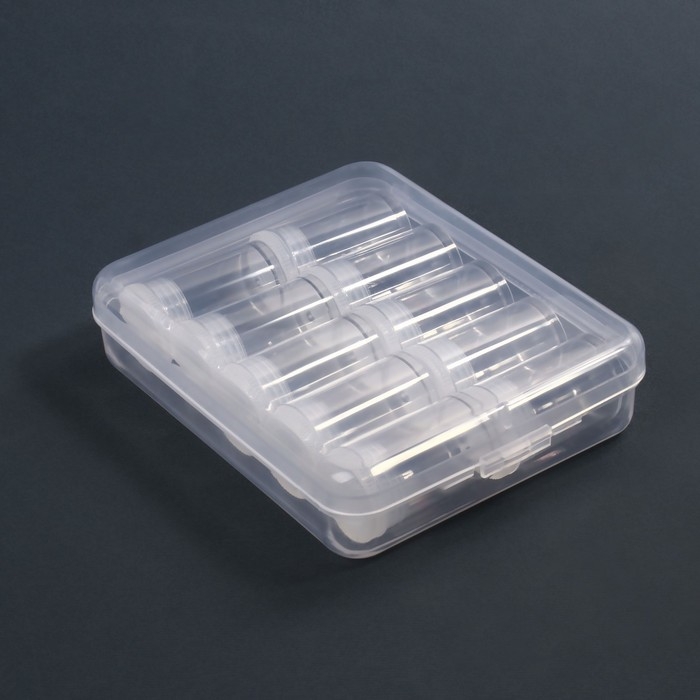 Набор баночек для декора, 10 шт, в органайзере, 5 мл, 12 &times; 9 &times; 2,9 см, цвет прозрачный