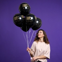 Воздушный шар латексный 12" &laquo;ЖЕНА&raquo;, пастель, цвет чёрный, 25 шт.