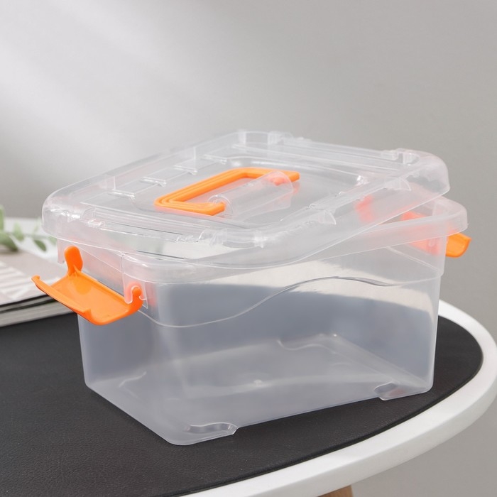 Контейнер для хранения, 20&times;15&times;11 см, крышка с ручкой на защёлке, цвет оранжевый