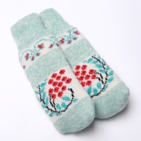 Варежки женские шерстяные &laquo;Рябинка&raquo;, цвет голубой, размер 20-22