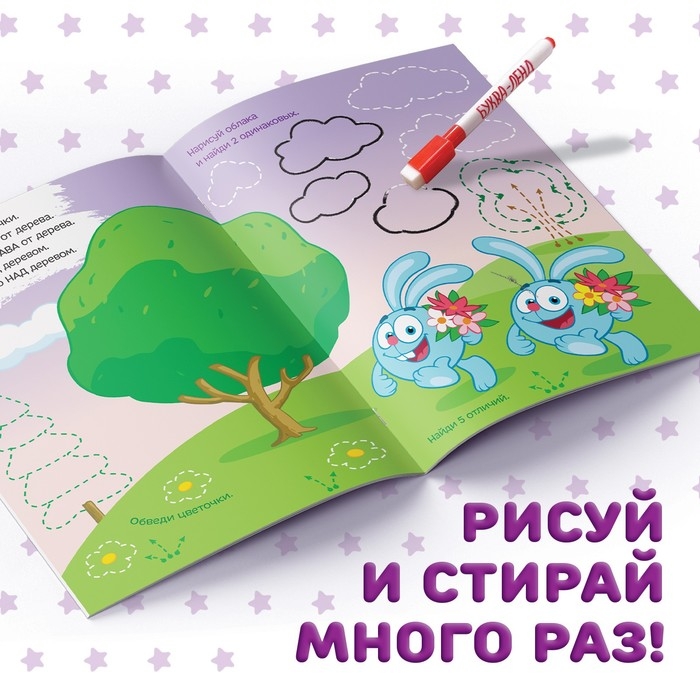 Набор книг «Напиши и сотри», 3 шт. по 12 стр., А5, + 3 маркера, Смешарики Набор книг «Напиши и сотри», 3 шт. по 12 стр., А5, + 3 маркера, Смешарики
