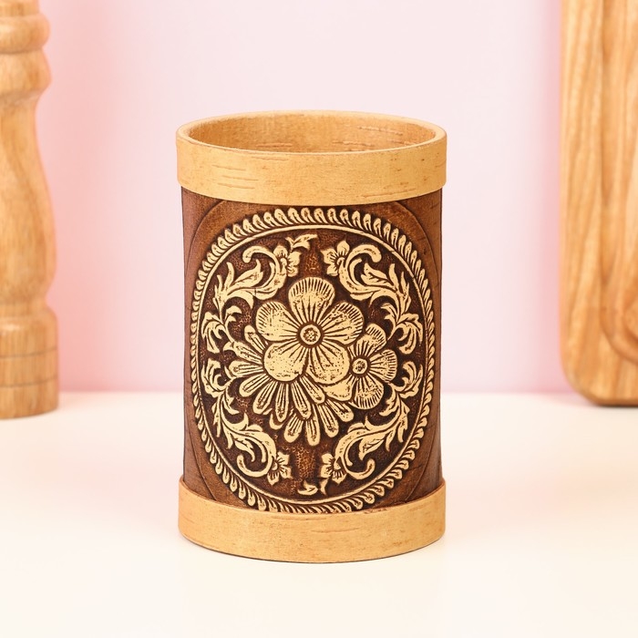 Туес Туес "Цветочки", круглый, береста