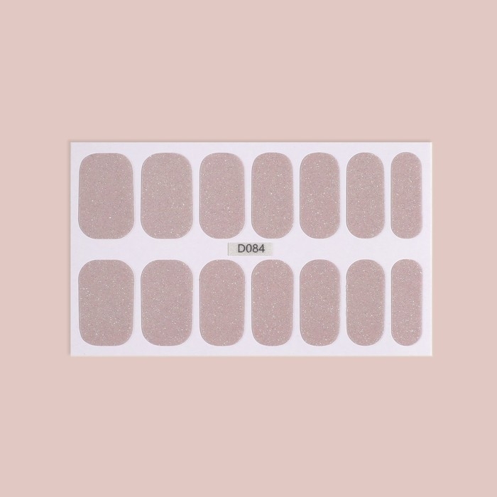 Лаковые полоски для маникюра, 14 шт, с блёстками, цвет бежевый Лаковые полоски для маникюра, 14 шт, с блёстками, цвет бежевый