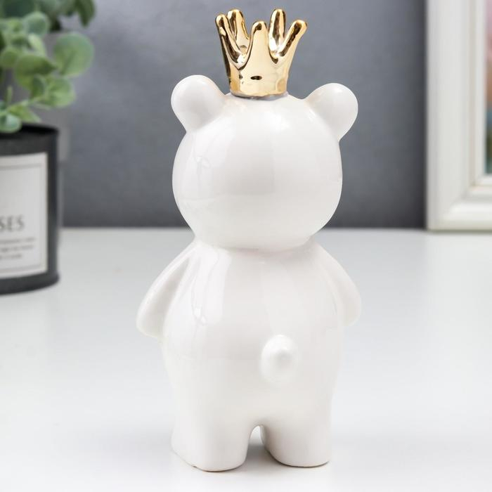 Сувенир керамика Сувенир керамика "Мишка в короне" бело-чёрный с золотом 14,5х7х7 см