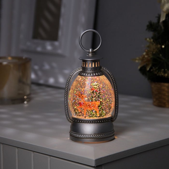 Светодиодная фигура &laquo;Олень и ёлка&raquo; 7 &times; 12.5 &times; 6.5 см, пластик, батарейки АААх2 (не в комплекте), свечение тёплое белое