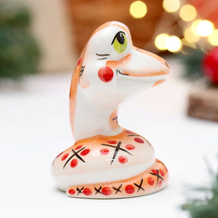 Новый год. Сувенир символ года Новый год. Сувенир символ года "Змей Улыбка красный", 7 см, фарфор