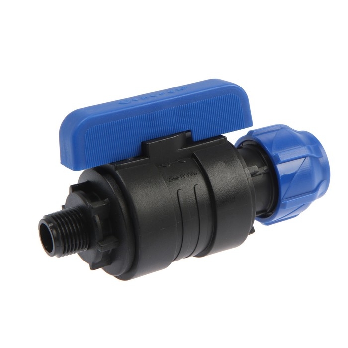 Кран шаровой ПНД Valfex, d=25 мм х 1/2 Кран шаровой ПНД Valfex, d=25 мм х 1/2", цанга/наружная резьба, разборный