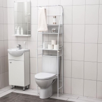 Стеллаж над унитазом со штангой для сушки, 47×25×175 см, цвет белый Стеллаж над унитазом со штангой для сушки, 47×25×175 см, цвет белый