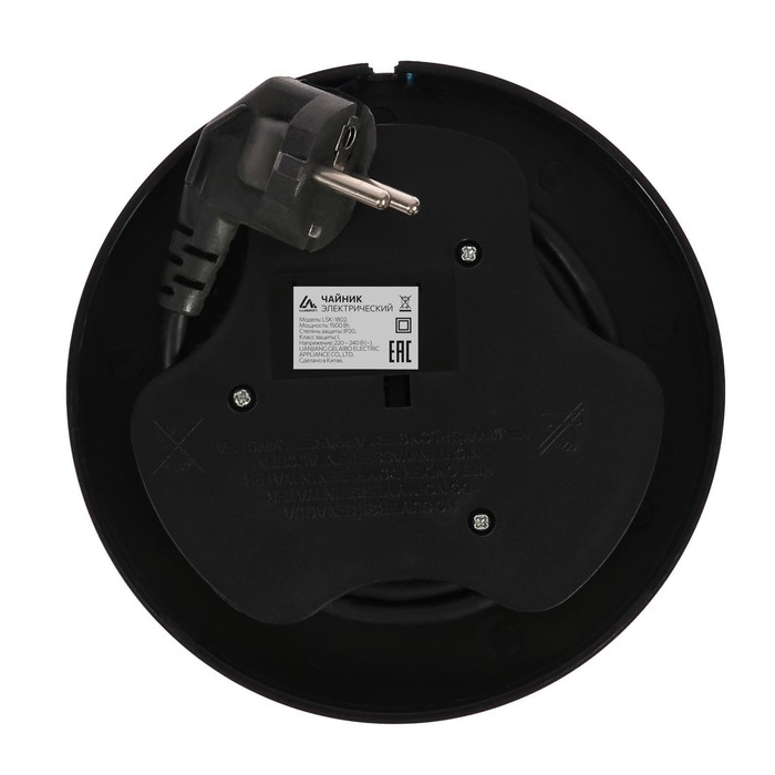Чайник электрический Luazon LSK-1802, стекло, 1.8 л, 1500 Вт, подсветка, чёрно-синий Чайник электрический Luazon LSK-1802, стекло, 1.8 л, 1500 Вт, подсветка, чёрно-синий