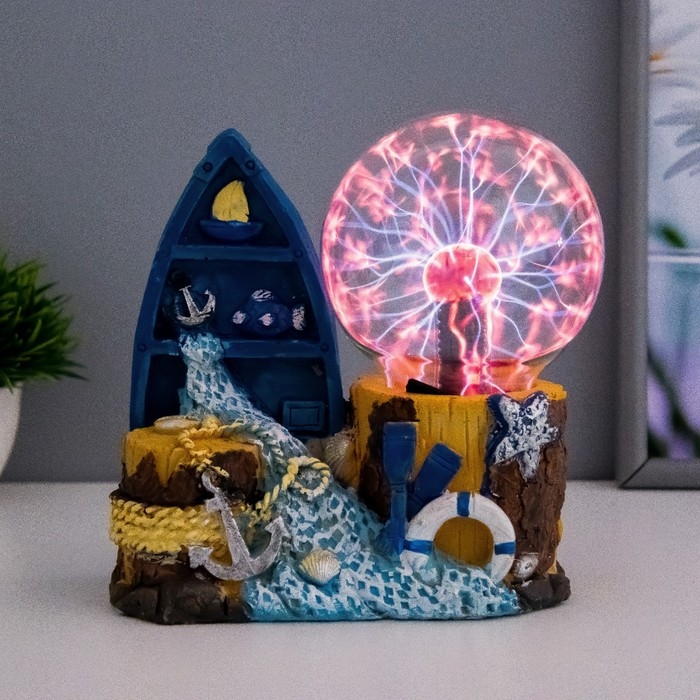 Плазменный шар Плазменный шар "Побережье" синий 15х9х18 см RISALUX