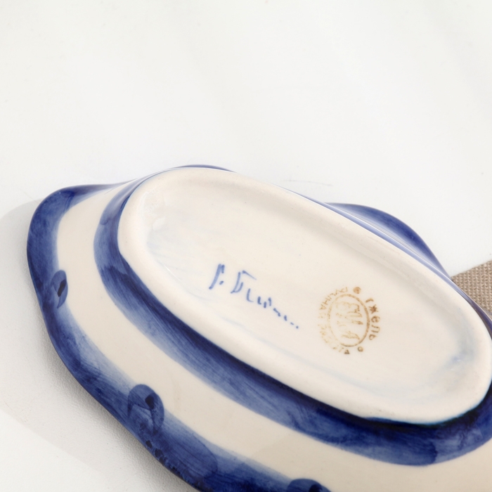 Блюдце для оливок Блюдце для оливок "Ракушка", гжель, фарфор, 3х14 см