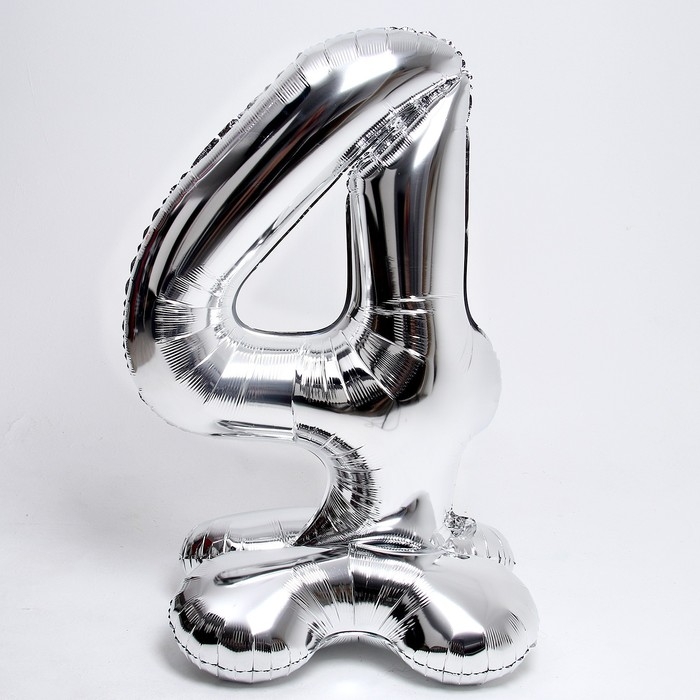 Шар фольгированный 50 Шар фольгированный 50" «Цифра 4», на подставке, серебро