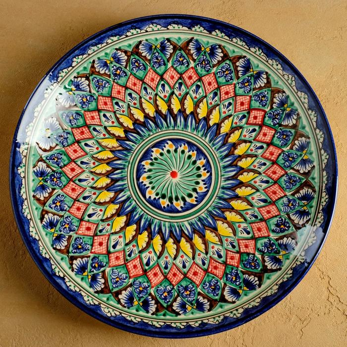 Ляган Риштанская Керамика Ляган Риштанская Керамика "Узоры", 32 см, синий